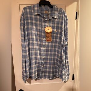 Faherty Light Blue Checkered Men's Shirt